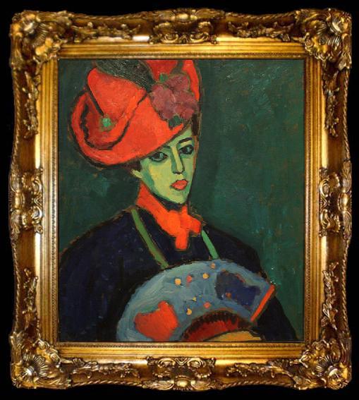 framed  Alexej von Jawlensky Schokko with Red Hat, ta009-2